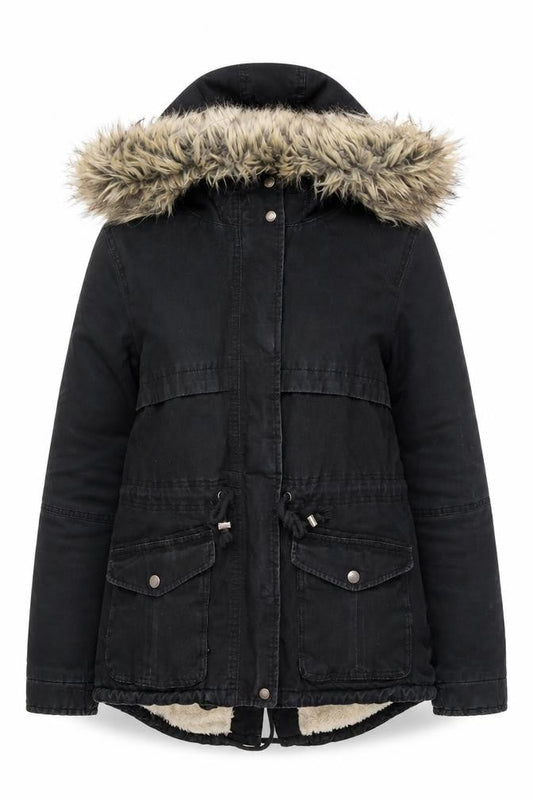 Womens UK Size 12 Divided Black Parka Coat