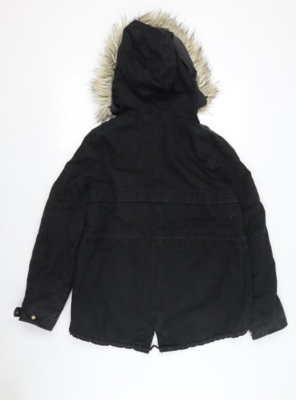 Womens UK Size 12 Divided Black Parka Coat