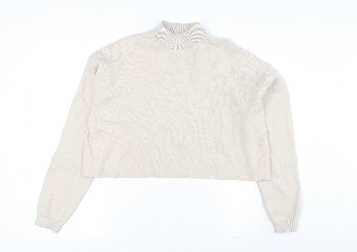 Womens UK Size 2XS Bershka Beige Pullover Jumper