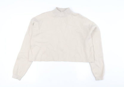 Womens UK Size 2XS Bershka Beige Pullover Jumper