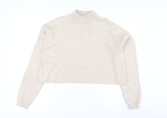 Womens UK Size 2XS Bershka Beige Pullover Jumper