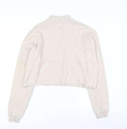 Womens UK Size 2XS Bershka Beige Pullover Jumper