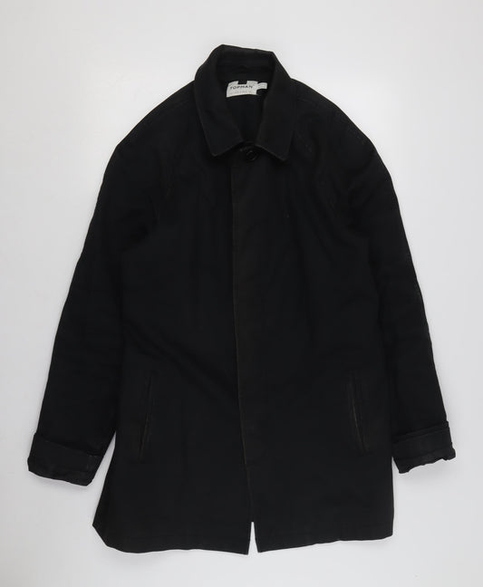 Mens UK Size S Topman Black Overcoat