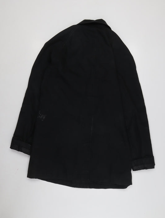 Mens UK Size S Topman Black Overcoat