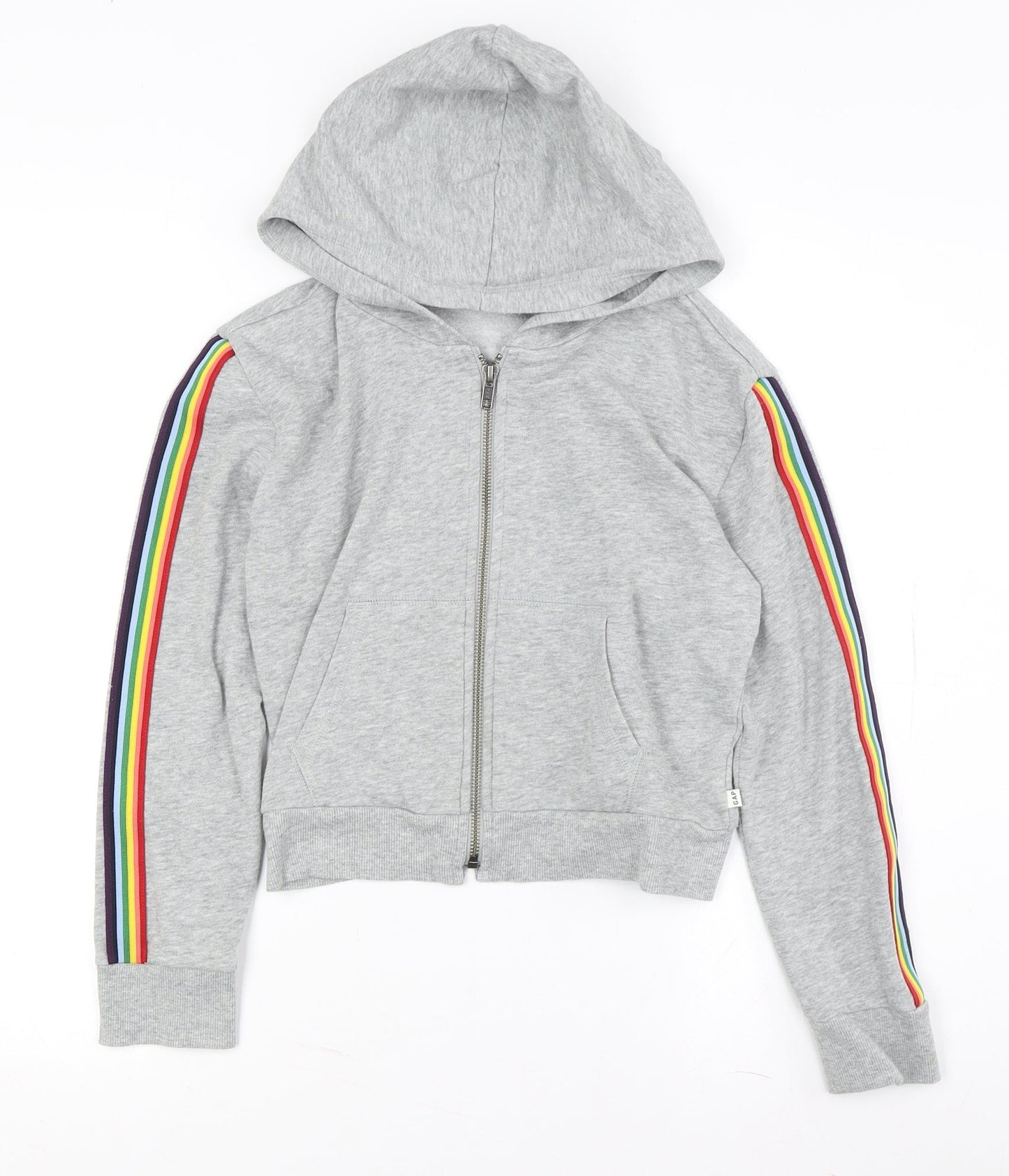 Gap Boys Grey Full Zip Hoodie L with Rainbow Accents