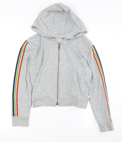 Gap Boys Grey Full Zip Hoodie L with Rainbow Accents