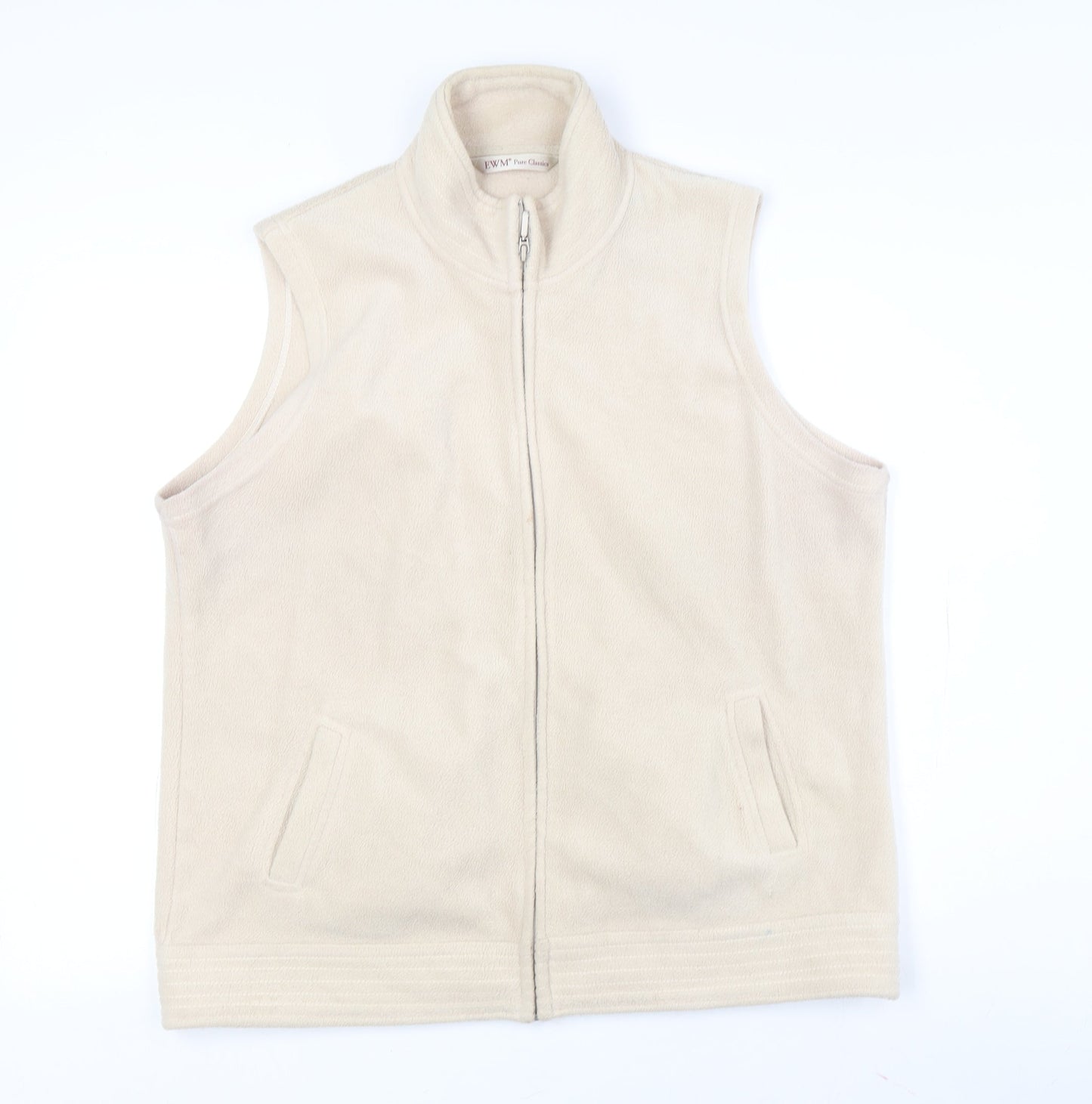 FWM Women's Beige M Waistcoat Full Zip Casual Layer