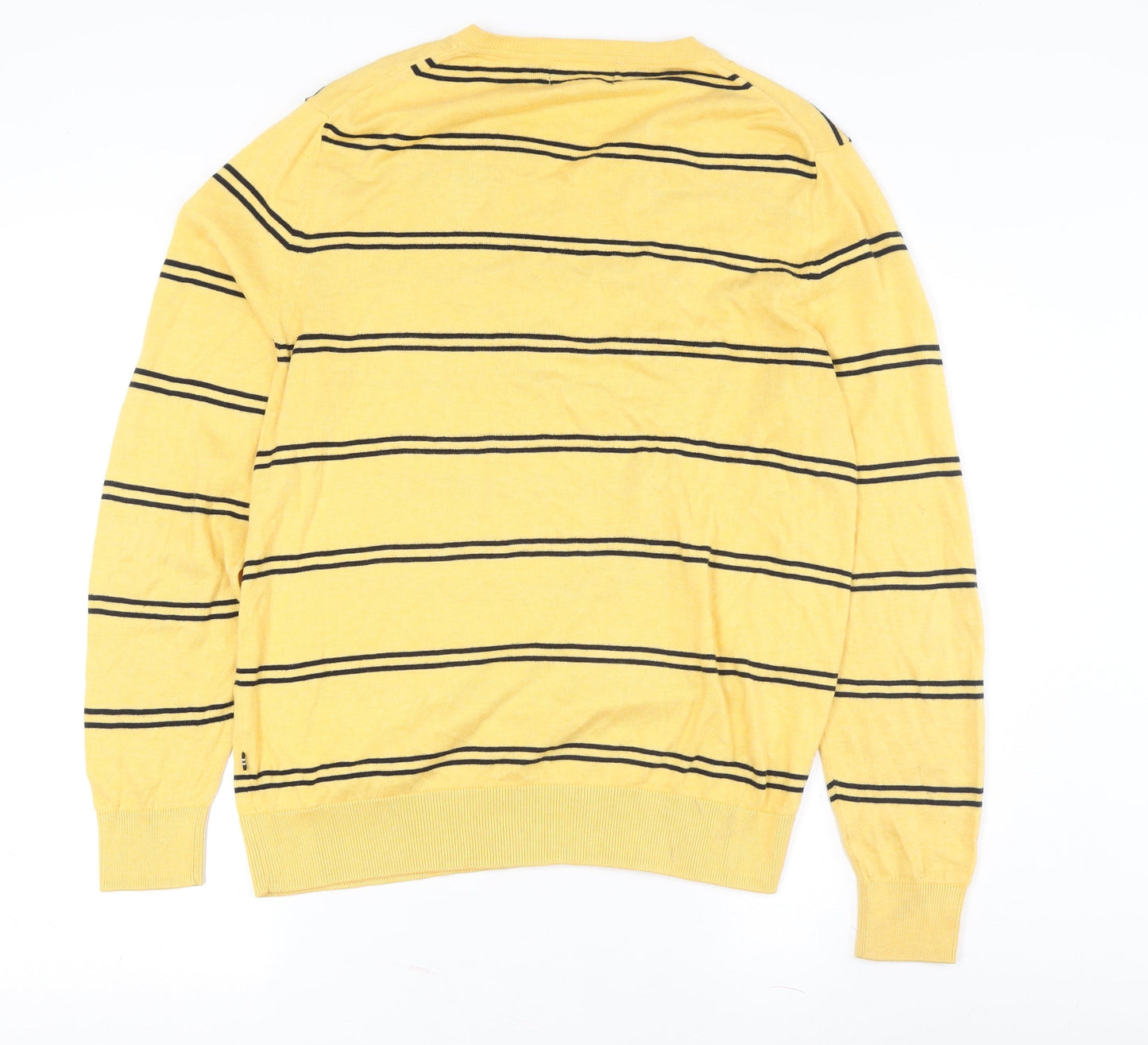 Nautica Men's Yellow V-Neck Striped Pullover Jumper M