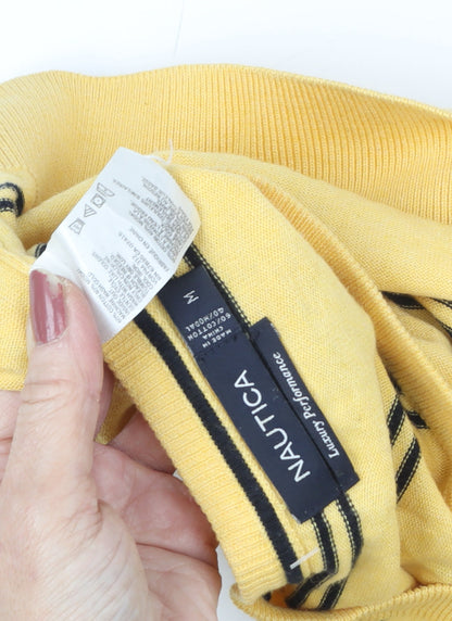 Nautica Men's Yellow V-Neck Striped Pullover Jumper M