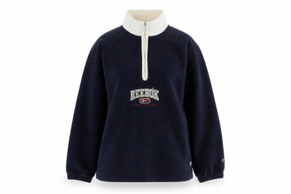 Front view of Reebok unisex navy xs henley sweatshirt