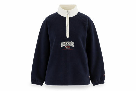 Front view of Reebok unisex navy xs henley sweatshirt
