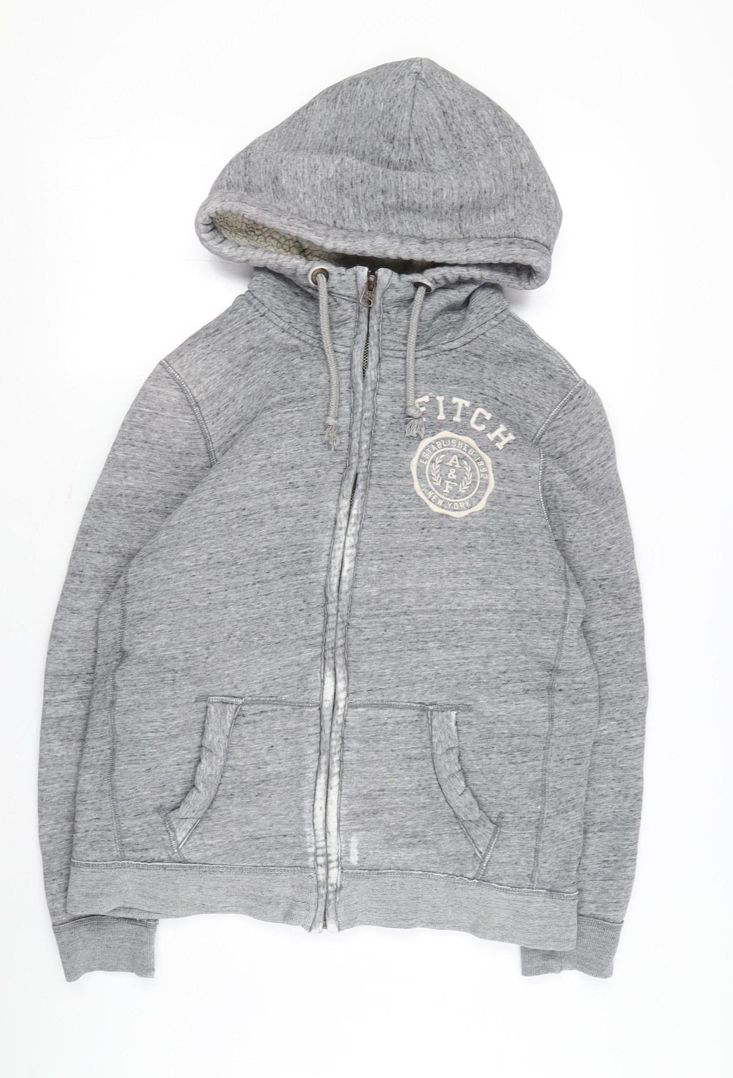 Abercrombie & Fitch Men's Grey Full Zip Hoodie, Size S