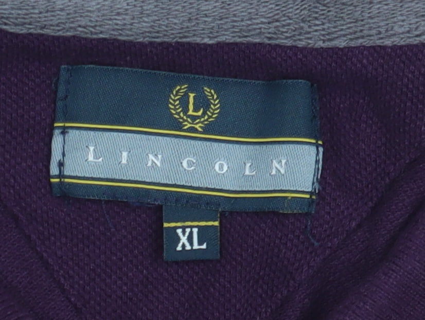 Lincoln Men's Purple XL Polo Shirt in Cotton, Short Sleeve