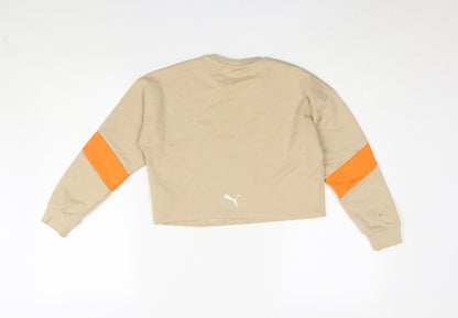 Puma Girls Beige Sweatshirt 9-10Y Graphic Pullover Top