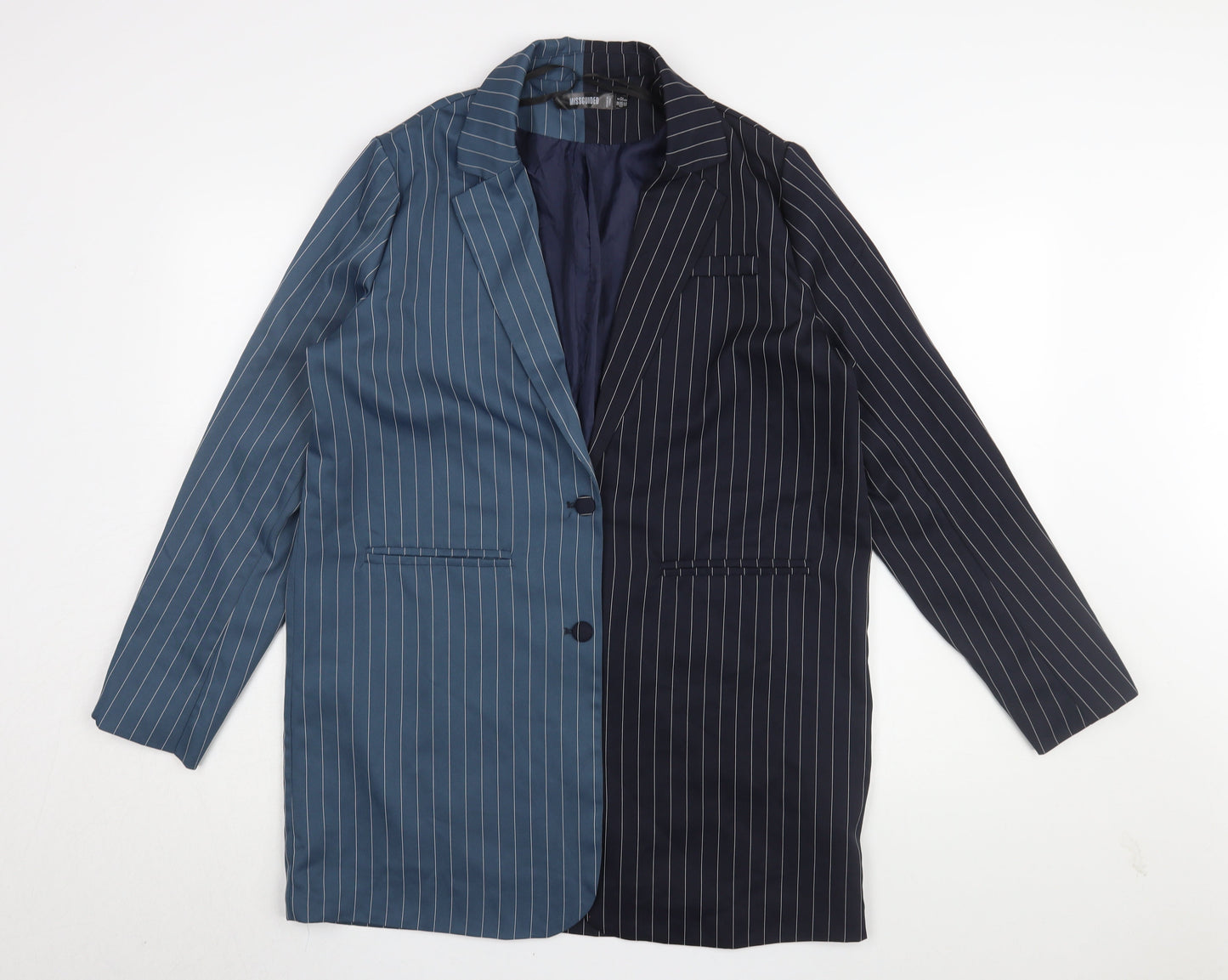 Missguided Women's Blue/Black Pinstripe Suit Jacket UK 4