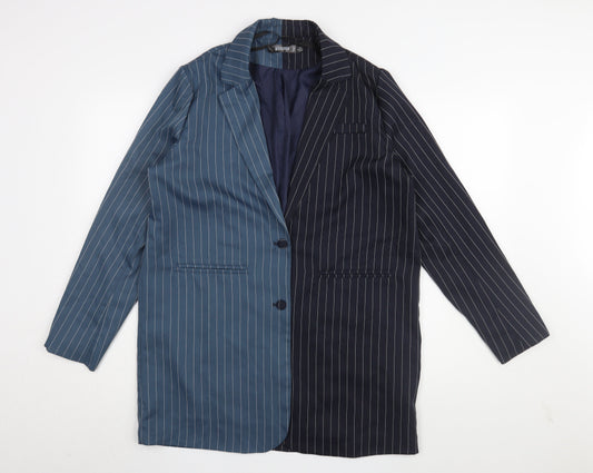 Missguided Women's Blue/Black Pinstripe Suit Jacket UK 4