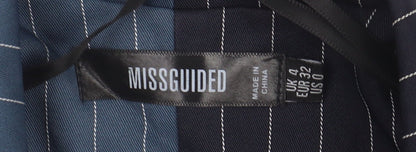 Missguided Women's Blue/Black Pinstripe Suit Jacket UK 4