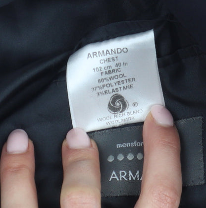 Armando Men's Black Blazer, Size 40R, Wool Blend