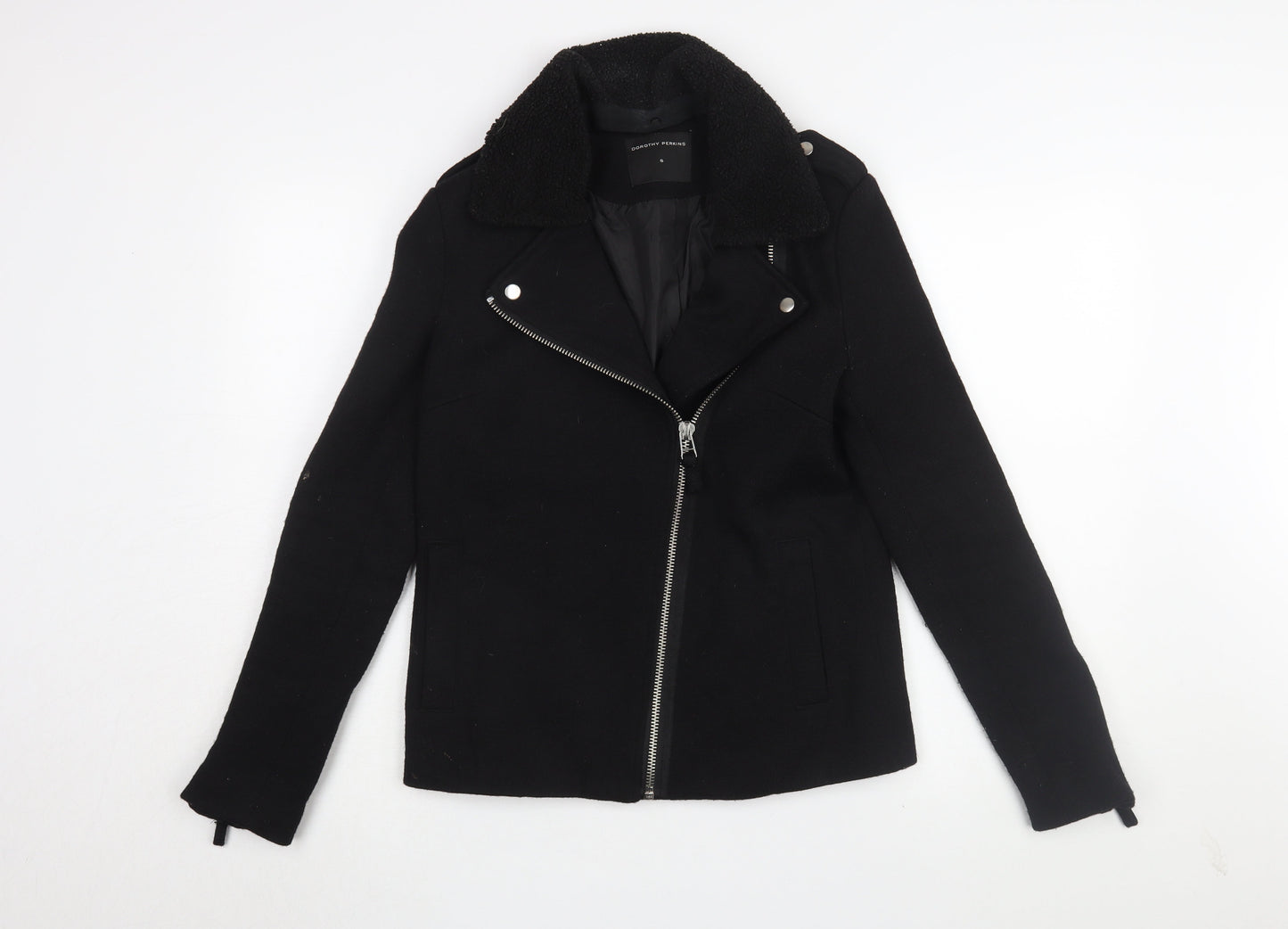 Womens UK Size S Dorothy Perkins Black Motorcycle Jacket