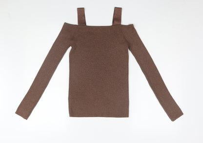 Womens UK Size 8 Marks and Spencer Brown  T-Shirt