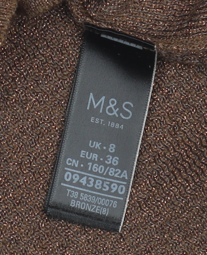 Womens UK Size 8 Marks and Spencer Brown  T-Shirt