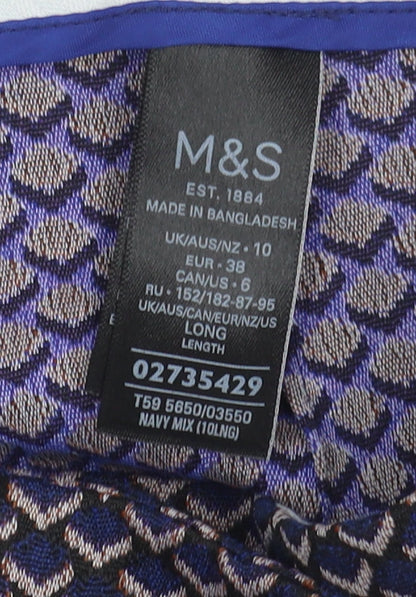 Womens UK Size 10 Marks and Spencer Regular Fit Cropped Multicoloured Trousers