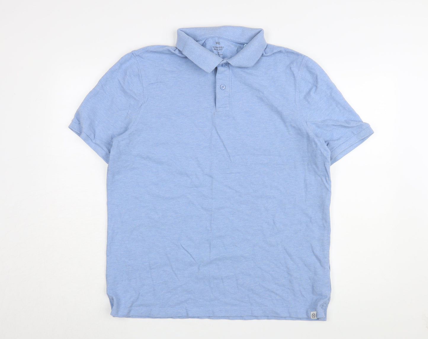 Marks & Spencer Men's Blue Polo Shirt XL, Regular Fit