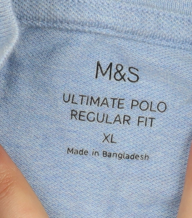 Marks & Spencer Men's Blue Polo Shirt XL, Regular Fit