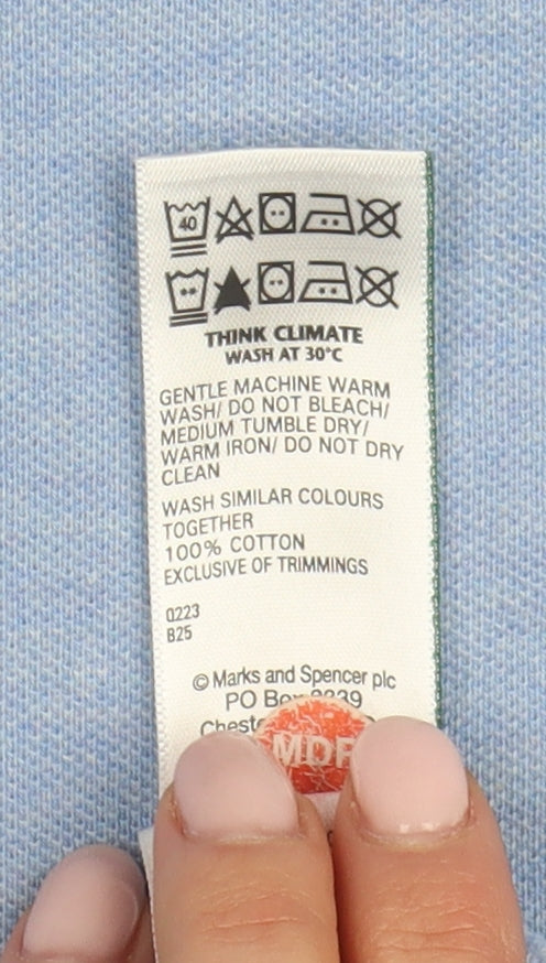 Marks & Spencer Men's Blue Polo Shirt XL, Regular Fit