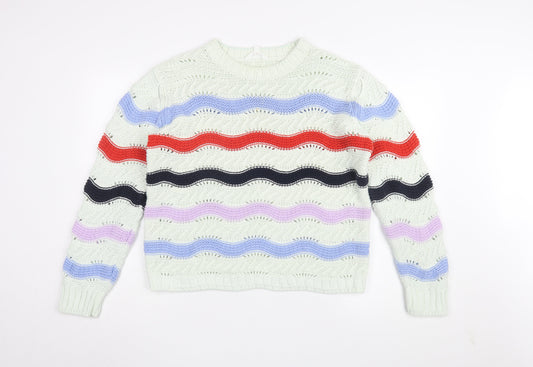 Marks and Spencer Women's Multicoloured Striped Pullover Jumper Size 16