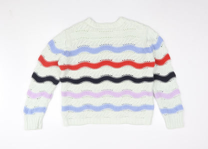 Marks and Spencer Women's Multicoloured Striped Pullover Jumper Size 16