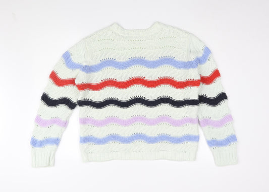 Marks and Spencer Women's Multicoloured Striped Pullover Jumper Size 16