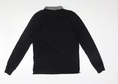 Brookhaven Men's Black Long Sleeve Polo, Size M