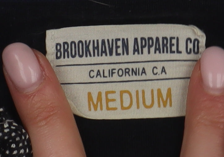 Brookhaven Men's Black Long Sleeve Polo, Size M