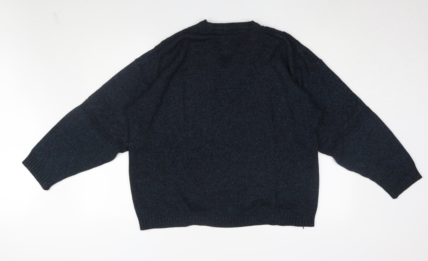 BHS Men's Black Medium Cable-Knit V-Neck Jumper