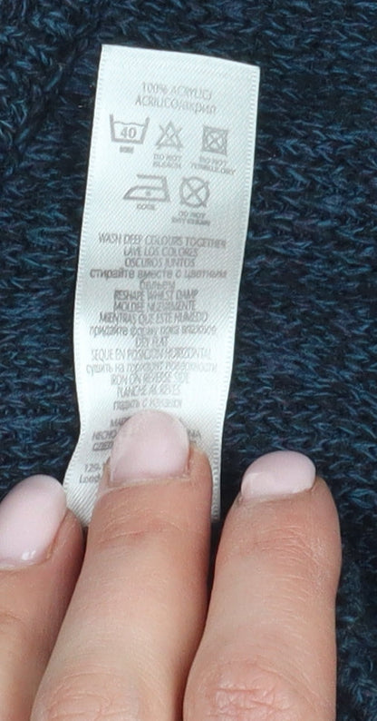 BHS Men's Black Medium Cable-Knit V-Neck Jumper