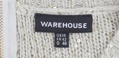 Womens UK Size 14 Warehouse Beige Pullover Jumper