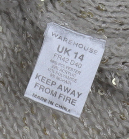 Womens UK Size 14 Warehouse Beige Pullover Jumper