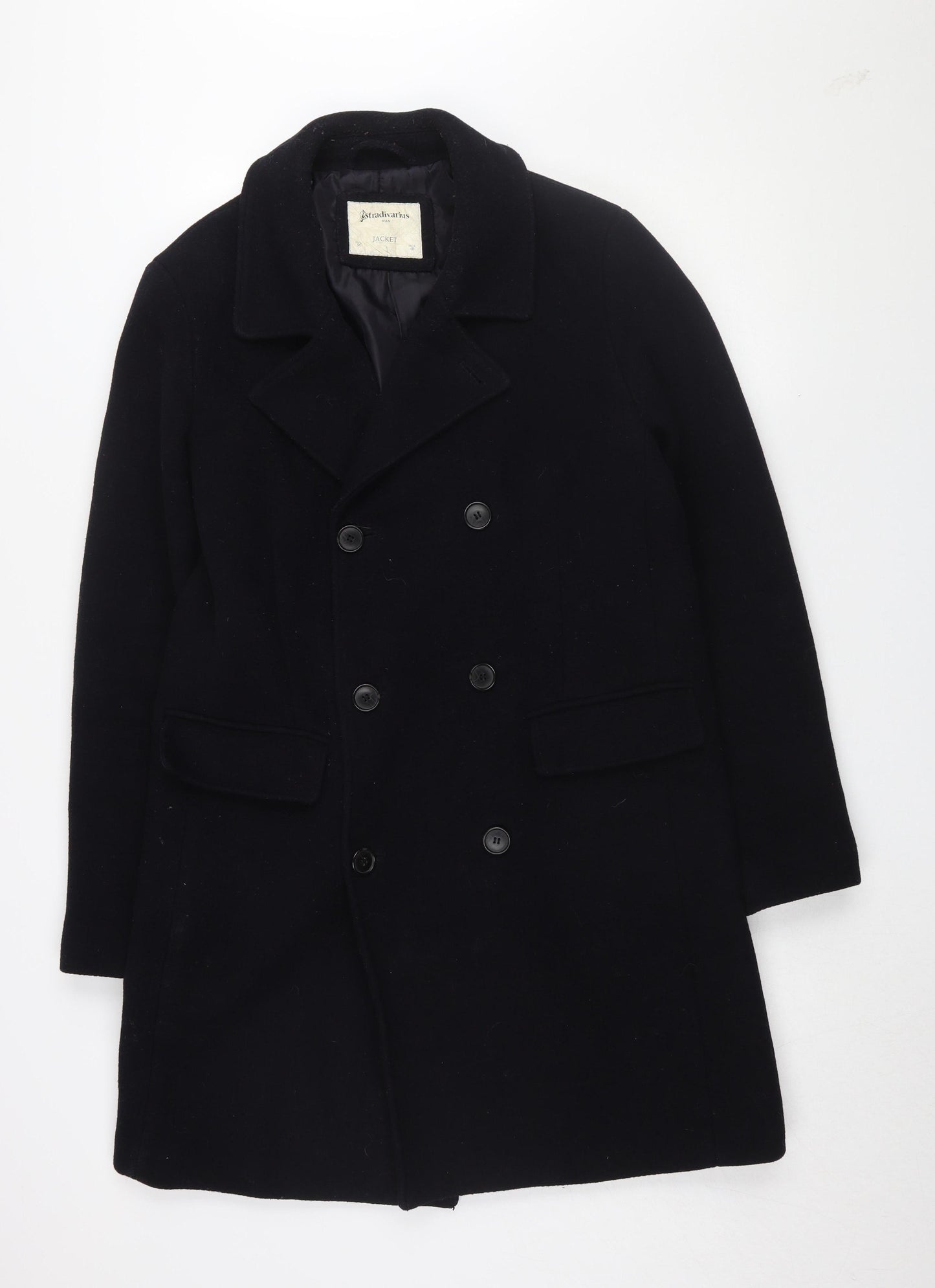 Womens UK Size M Stradivarius Black Pea Coat