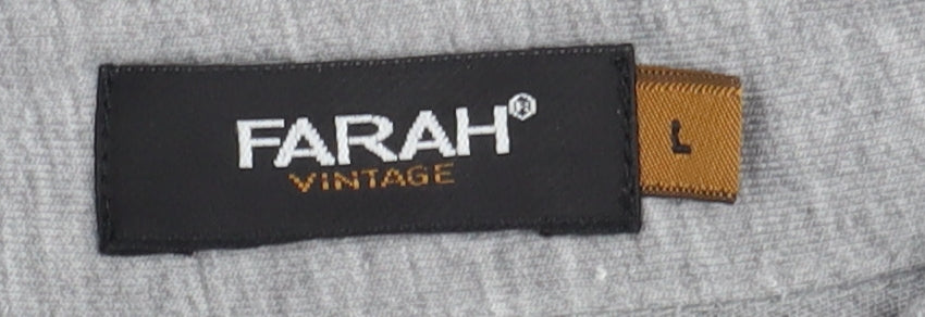 Farah Men's Grey Short Sleeve Polo L Vintage