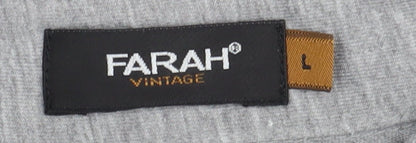 Farah Men's Grey Short Sleeve Polo L Vintage