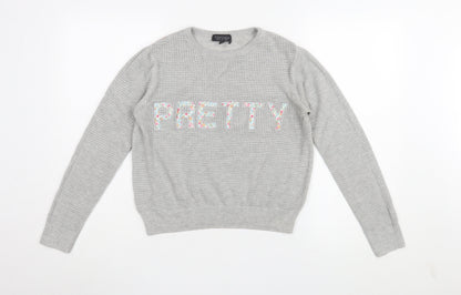 Womens UK Size 10 Topshop Grey Pullover Jumper