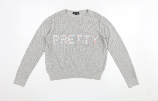 Womens UK Size 10 Topshop Grey Pullover Jumper