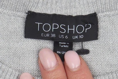 Womens UK Size 10 Topshop Grey Pullover Jumper