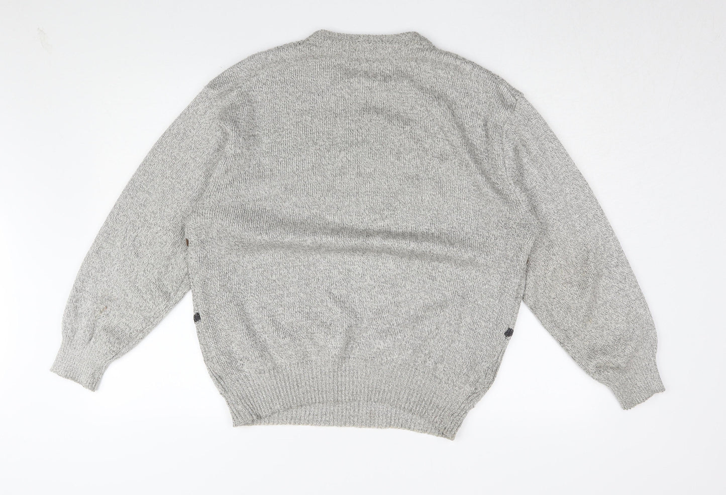 Canda Men's Grey Chunky-Knit Pullover Jumper, Size 12