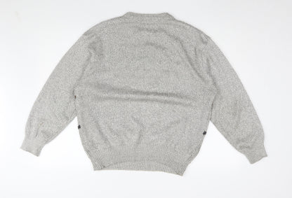 Canda Men's Grey Chunky-Knit Pullover Jumper, Size 12