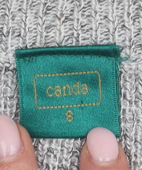 Canda Men's Grey Chunky-Knit Pullover Jumper, Size 12