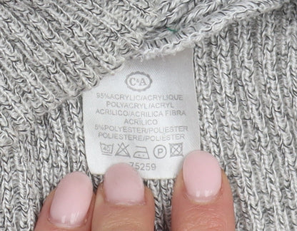 Canda Men's Grey Chunky-Knit Pullover Jumper, Size 12