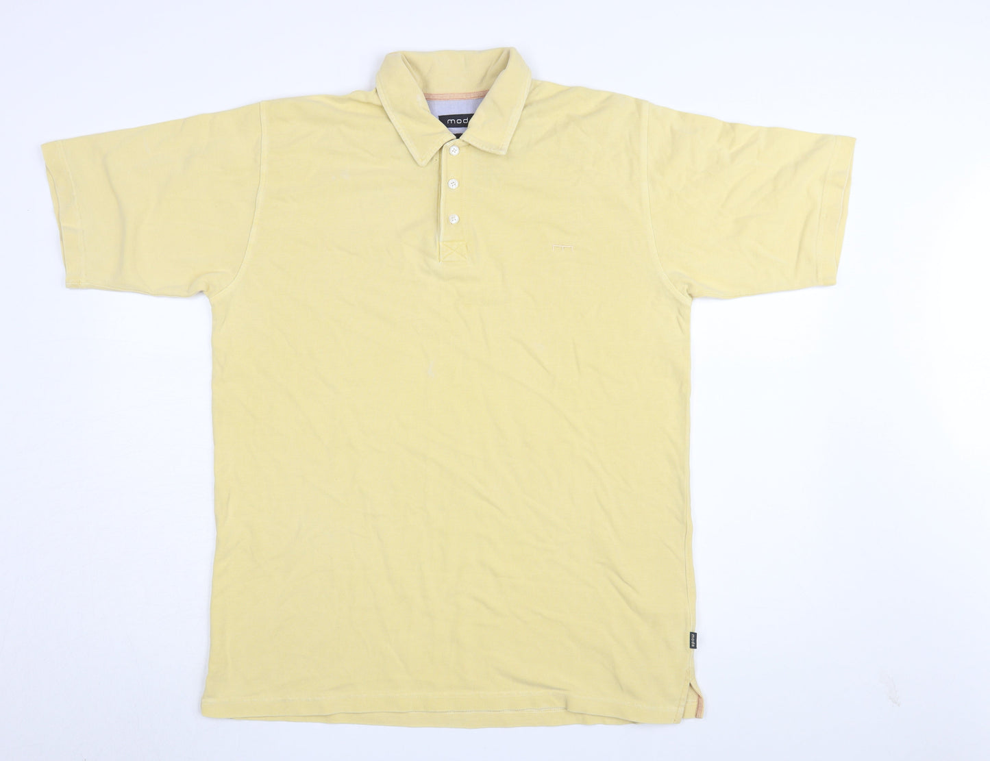 Mode Men's Yellow Cotton Short Sleeve Polo L