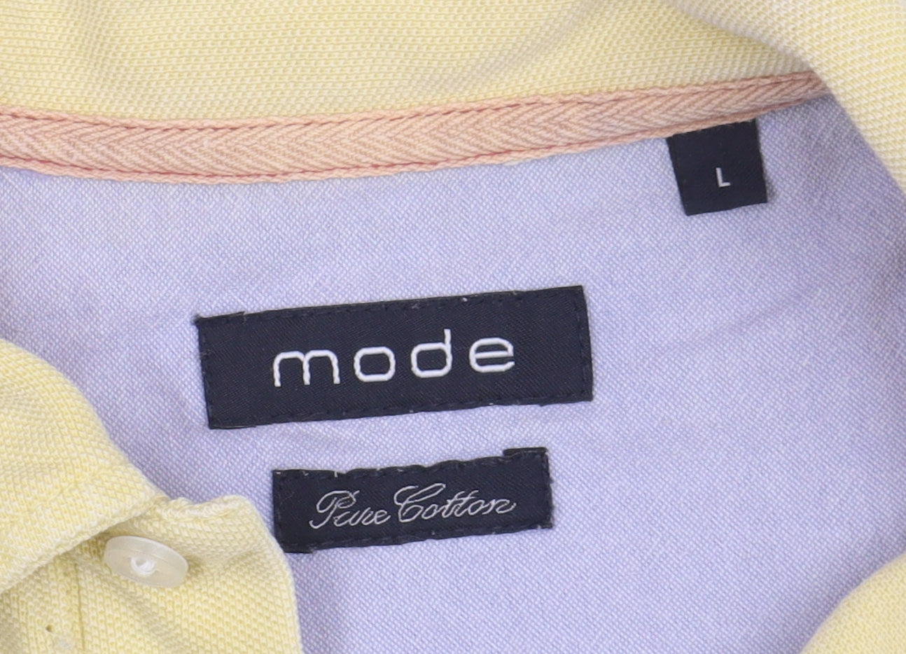 Mode Men's Yellow Cotton Short Sleeve Polo L